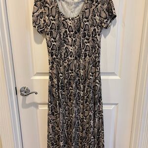 LuLaRoe Black and Cream Animal Print Maxi Dress
